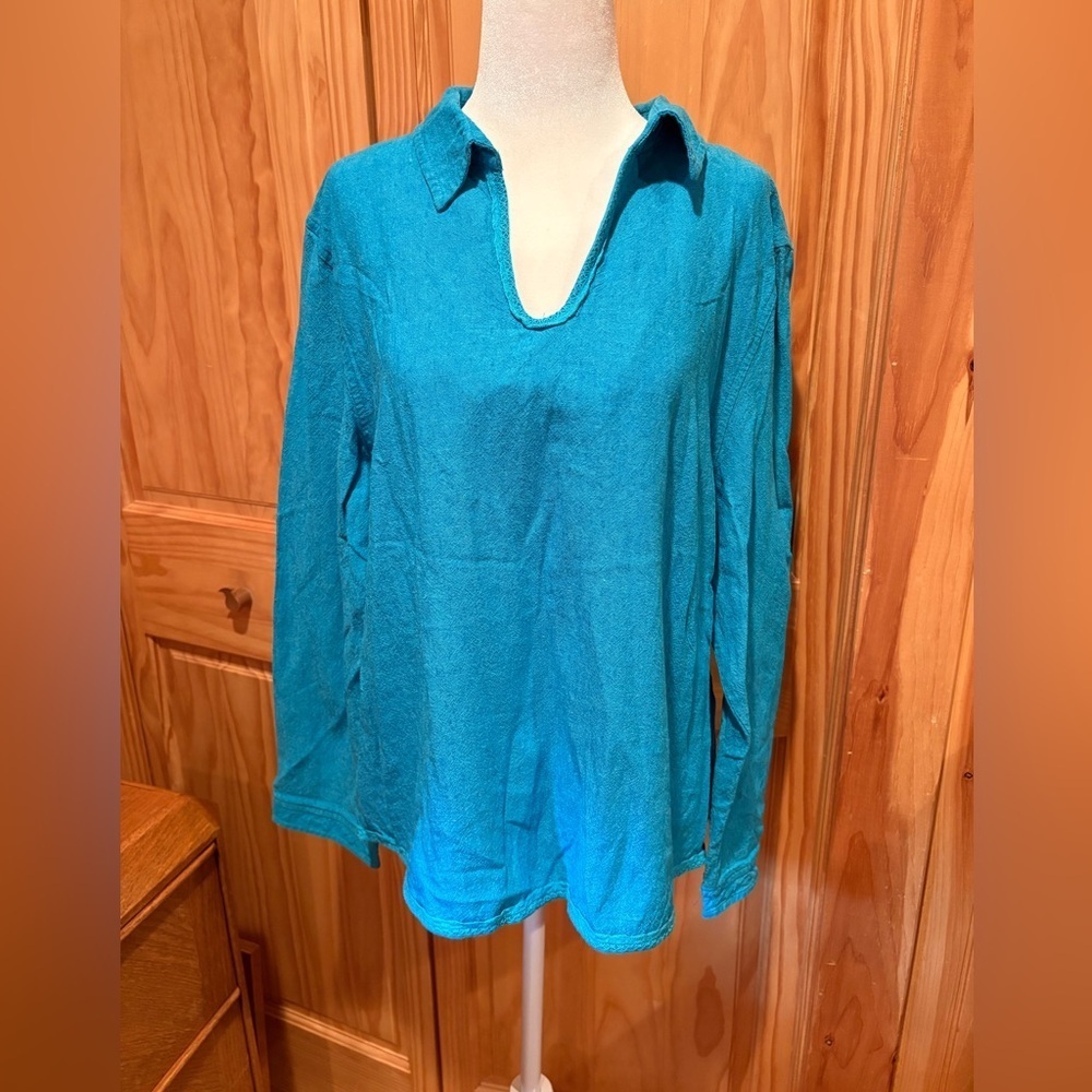 Giorgio Fiorlini long-sleeved top in a vibrant turquoise women’s XL - Picture 1 of 11